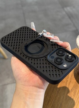 散热指环磁吸壳适用苹果16手机壳iPhone15promax新款14镂空散热13高级感漏标12创意15硅胶软壳防摔保护套外壳