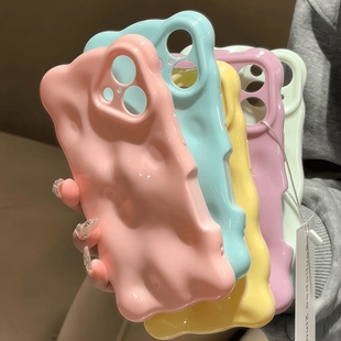 13高级12男女16plus全包防摔套软 高颜值云朵波浪壳适用iPhone16pro一体ai按键全包苹果14手机壳15ProMax新款