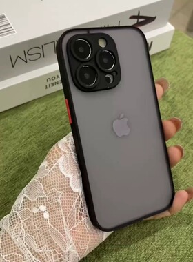 适用iphone15promax简约高级感12硅胶11男xs女潮网红透明ins风新款磨砂肤感苹果15手机壳14镜头全包防摔13pro