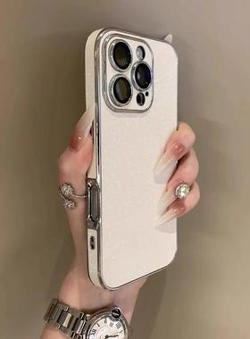 ins高级轻奢闪粉适用iPhone16pro苹果14手机壳15ProMax新款11网红12潮女13全包15plus带镜头膜16promax防摔套