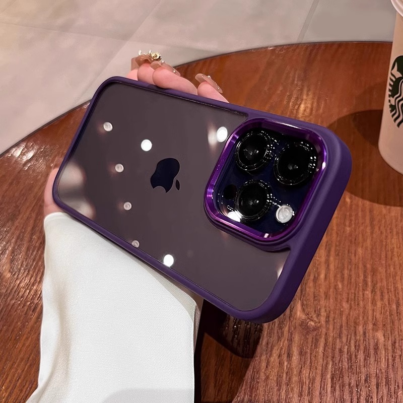 亚克力适用苹果16promax手机壳15防摔新款14pro手机套13轻奢高级感iphone15钛金属pm原色灰色透明por不包镜头