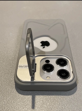 新款护盖支架磁吸漏标适用iPhone16pro/15promax苹果14手机壳时尚创意全包散热13pm磨砂保护套12带支架11外壳