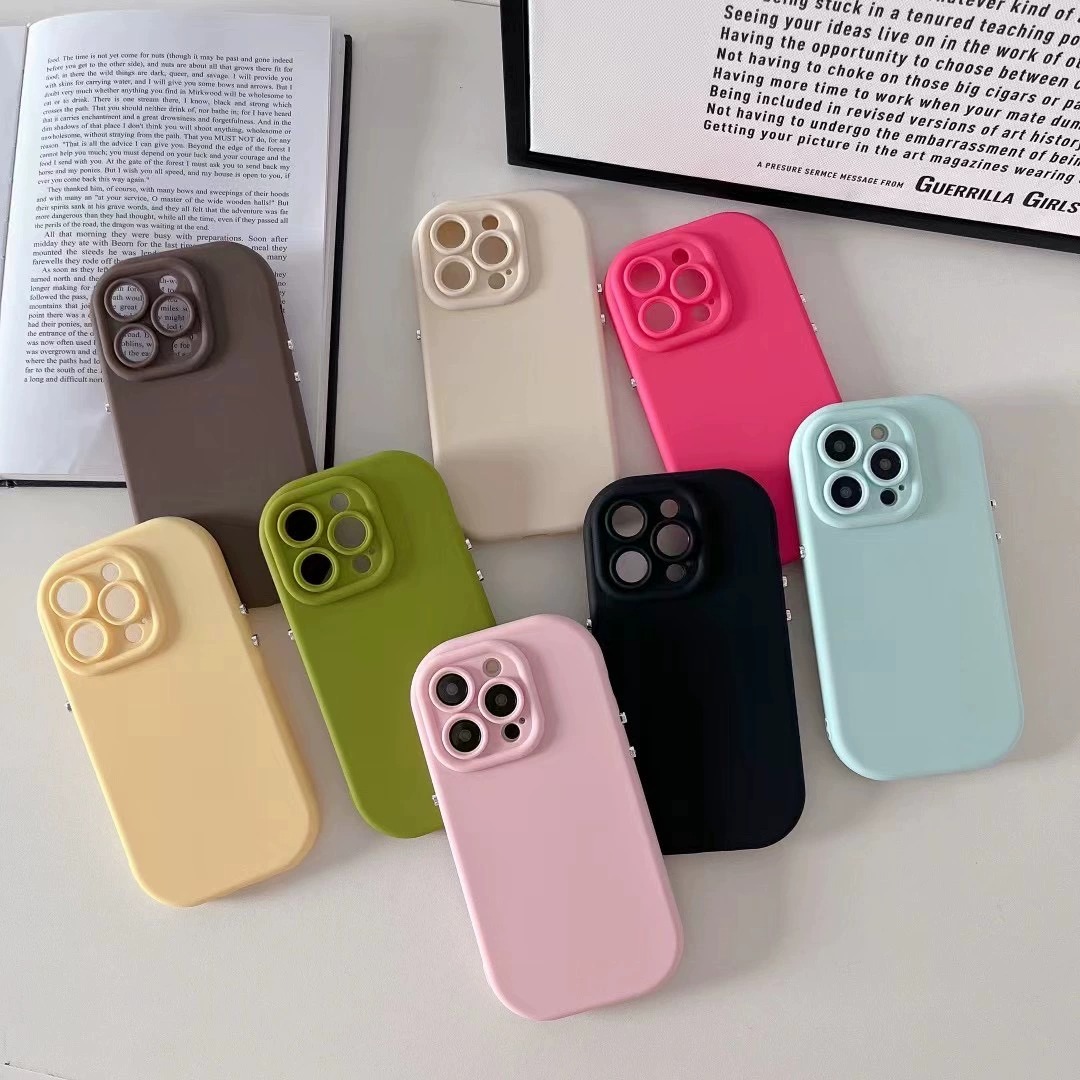 苹果15硅胶纯色椭圆小胖妹