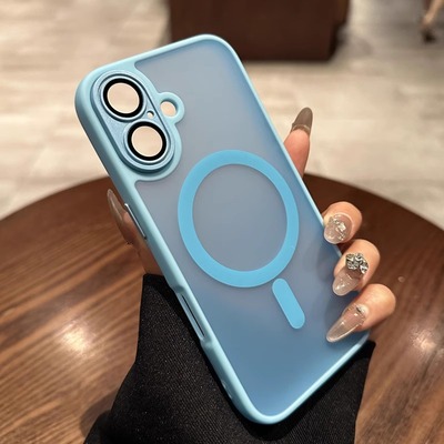 适用苹果16/15pro手机壳iPhone17promax新款磁吸充电13por全包镜头膜12磨砂硬壳14防摔防指纹11远峰蓝保护套