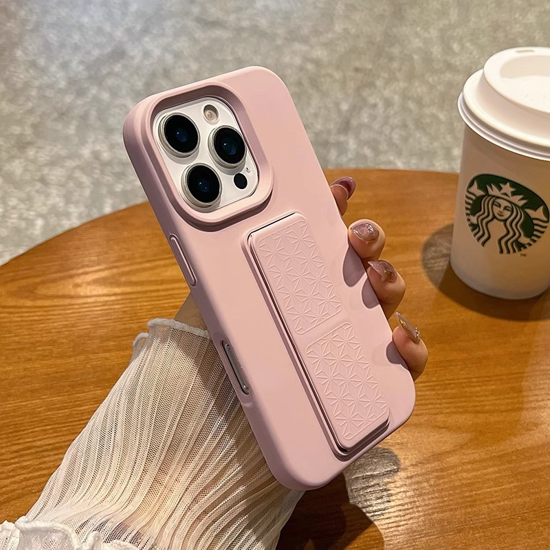 新款隐形伸缩折叠支架适用苹果16Promax手机壳高级感iPhone15Pro防摔腕带14液态硅胶13情侣16plus简约纯色12