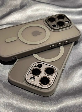 自带镜头膜肤感磨砂磁吸无线充电iphone16/15promax手机壳苹果14proMax简约高级13新款全包12保护套男女plus