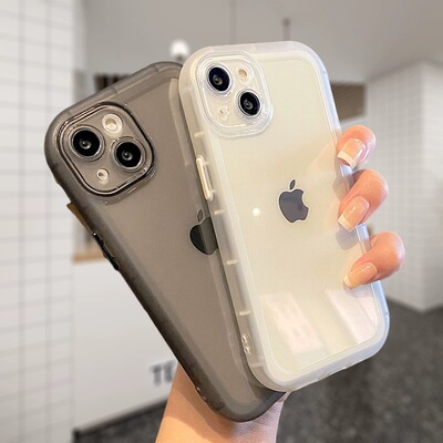 苹果15硅胶软壳气囊防摔透明简约