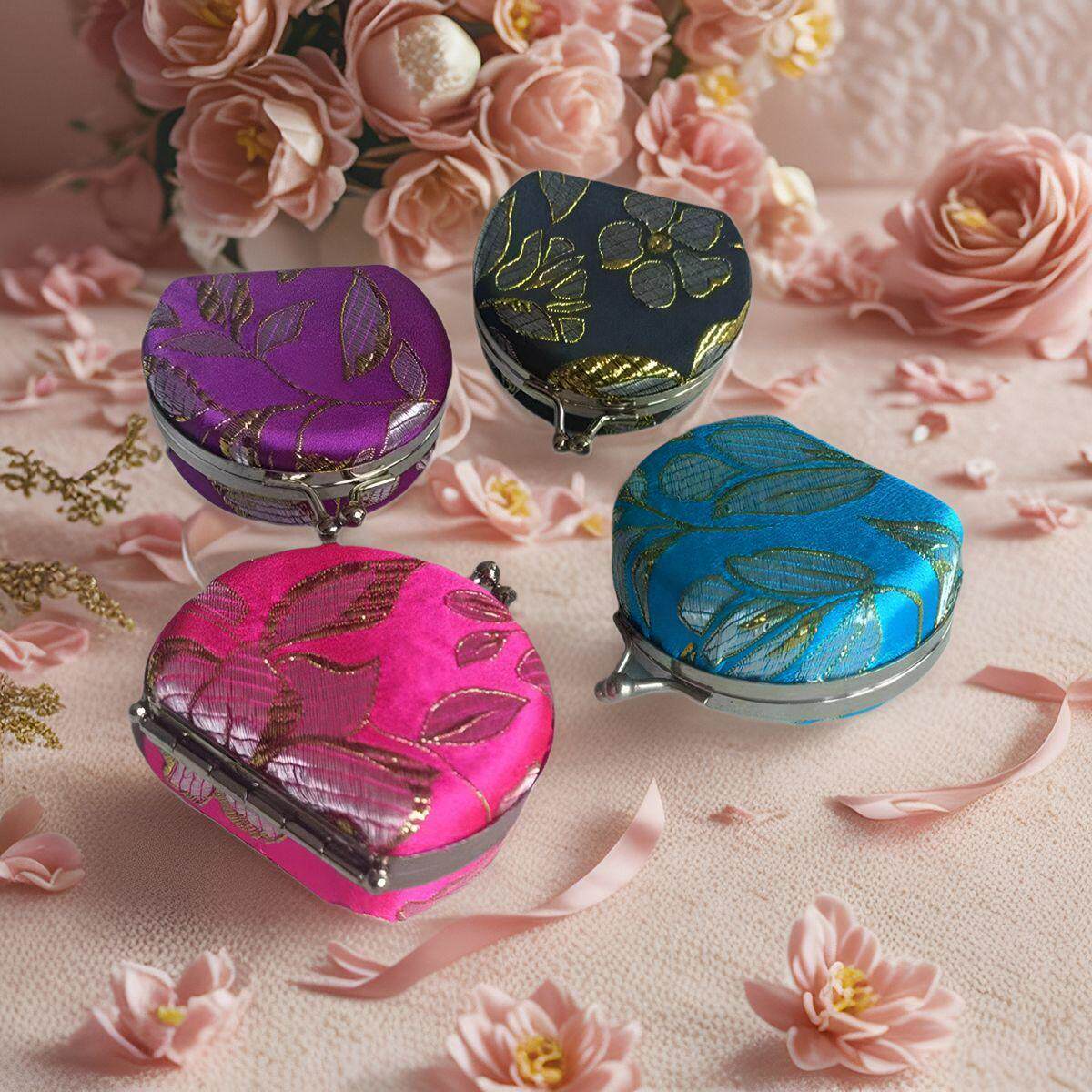 织锦缎口金首饰盒随身戒指盒饰品盒耳钉盒礼品包装盒子新上架