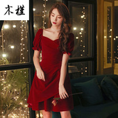 敬酒服新娘小个子礼服裙结婚平时可穿回门酒红色连衣裙春夏季