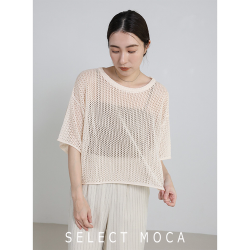SELECTMOCA夏季亚麻镂空透气上衣
