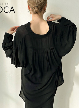 SELECT MOCA by SON日系V 领灯笼袖衬衫雪纺套头衫休闲女30001482