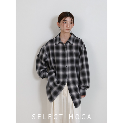 selectMOCA格纹男友风宽松衬衫