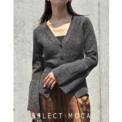 SELECT MOCA秋冬V领纯色毛衣开衫个性袖口百搭日本直邮30001635