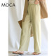 垂感冰丝裤 休闲裤 直筒裤 SELECTMOCA薄款 阔腿裤 女棕色高腰浅黄纤维