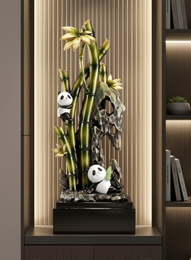 新中式竹子熊猫节节高升摆件