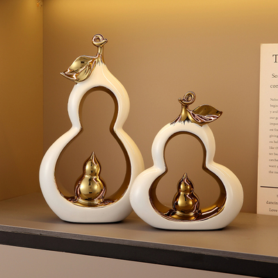 轻奢陶瓷葫芦摆件高档家居电视柜酒柜办公室装饰品简约现代高级感