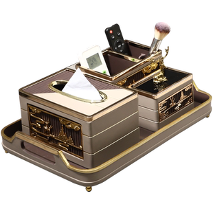 新中式纸巾盒套装创意抽纸盒轻奢风茶几摆件客厅家用高级软装装饰