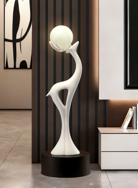 现代简约鹿发光落地灯客厅摆件