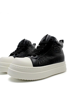 廉岳男鞋2026新款厚底增高中高帮板鞋百搭透气潮鞋加绒休闲小白鞋