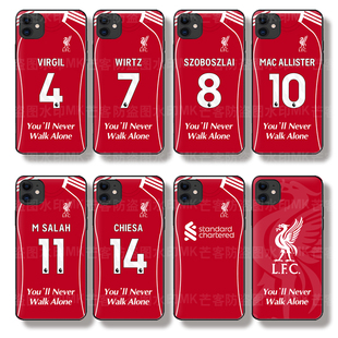 Liverpool利物浦2526主场球衣范戴克手机壳萨拉赫11号小羊皮纹全包壳防摔硅胶保护套适用于华为Mate60荣耀200