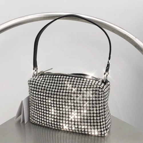 Портативная сумка подмышку, барсетка, инкрустировано бриллиантами