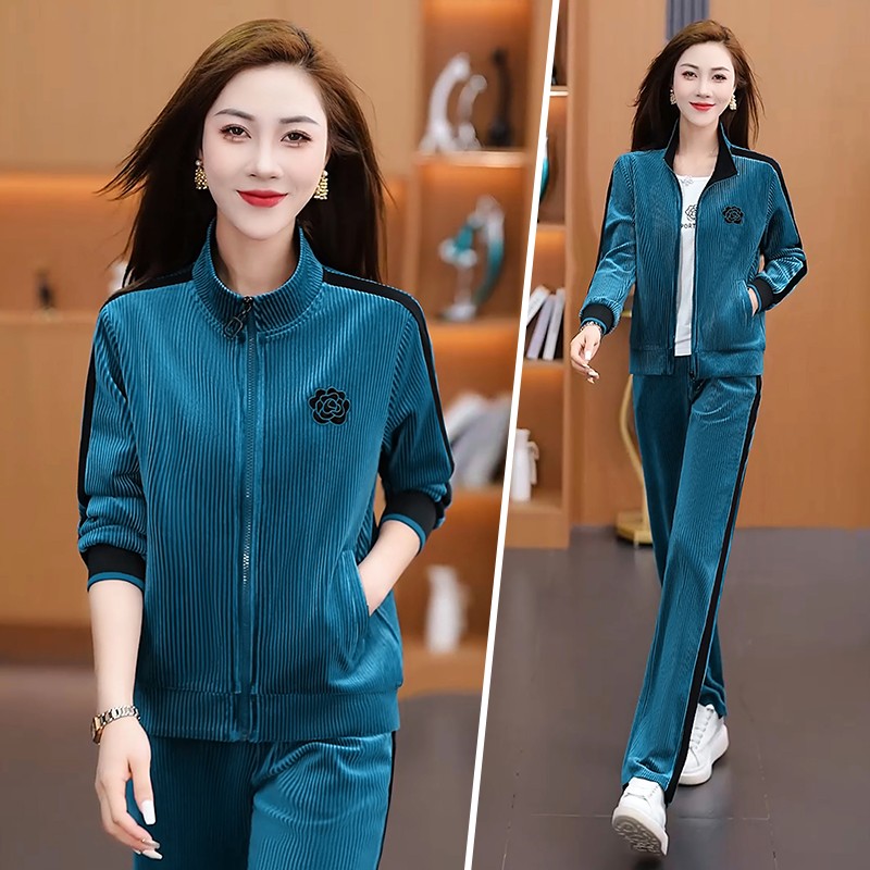 官方正品迈耐克斯2025秋季新款运动服套装女士灯芯绒时尚立领秋装