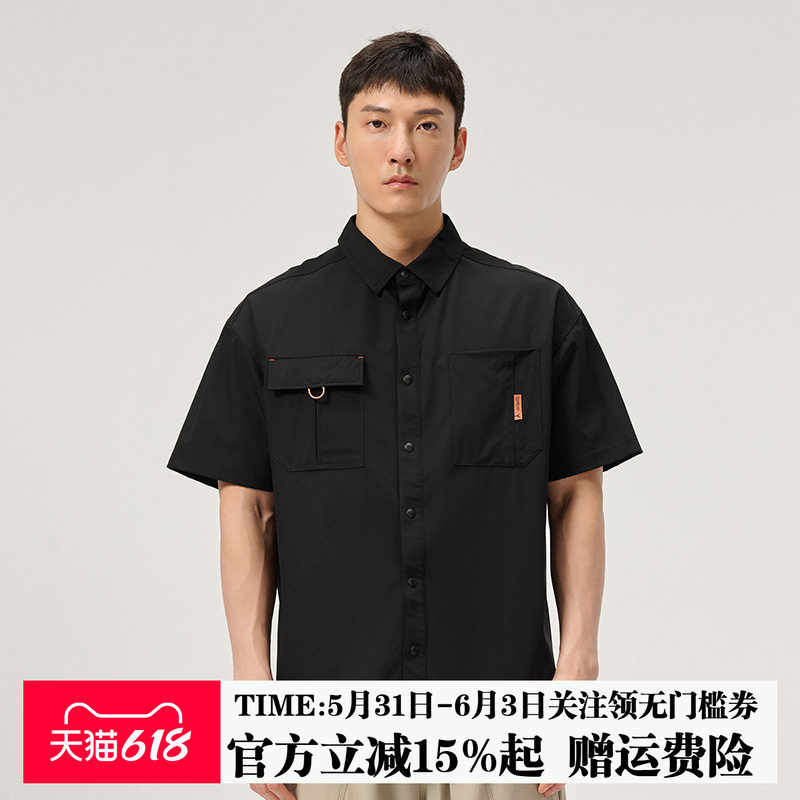 探路者短袖衬衫男户外新款轻薄透气速干翻领短袖女