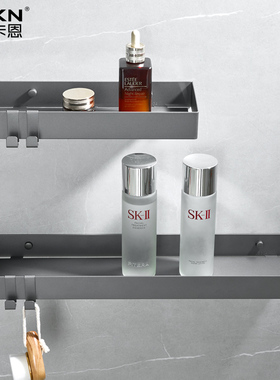枪灰色浴室置物架不锈钢304卫生间壁挂厕所墙上镜前收纳架免打孔