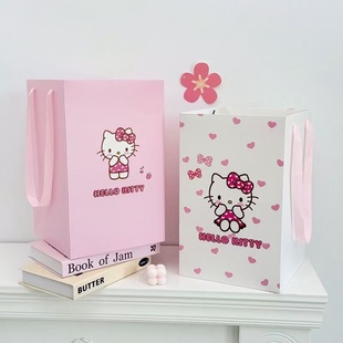 KT猫礼品手提袋鲜花手提袋DIY包装冰淇淋系列kitty猫玩偶手提袋