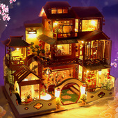 diy小屋别墅手工拼装 房子建筑微缩场景模型积木拼图玩具生日礼物