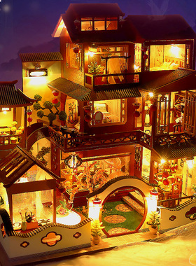 diy小屋别墅手工拼装房子建筑微缩场景模型积木拼图玩具生日礼物