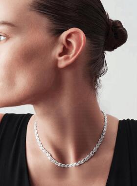 臻致S925纯银编织交叉蛇骨项链