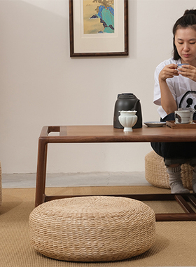 草编蒲团日式加厚坐垫禅修跪拜打坐垫家用地上飘窗榻榻米阳台坐墩