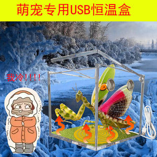 爬宠螳螂加热罐宠物造景盒蝈蝈寄守宫发热盒竹蛉气亚克力宠物盒子