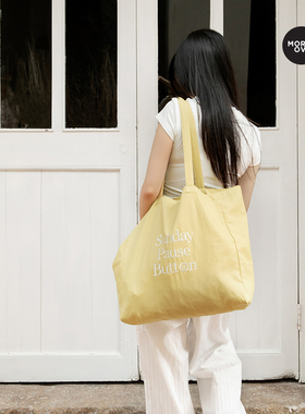 Moreover周日暂停键托特包大容量帆布包手提包女单肩包简约时尚