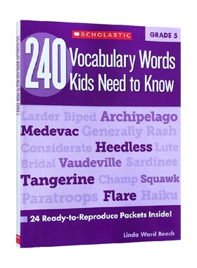 【正版书籍】英文原版 240 Vocabulary Words Kids Need to Know  Grade 5 五年级孩子要知道的240个单词