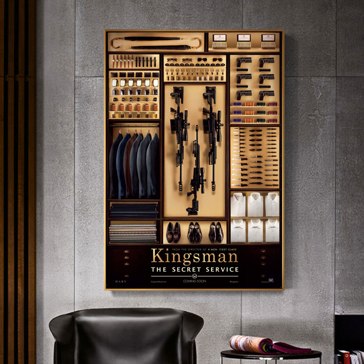 王牌特工学院电影海报 Kingsman男人衣柜西装皮鞋装备挂画墙贴