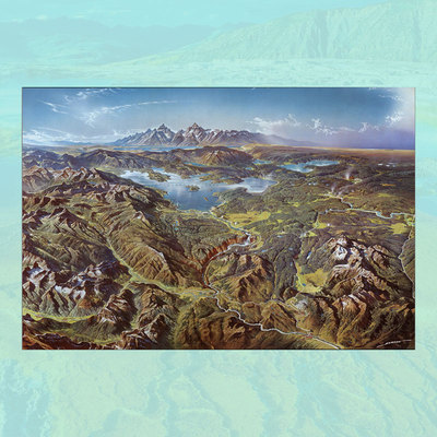 Yellowstone美国黄石国家公园地图海报 大提顿自然风景旅游墙画