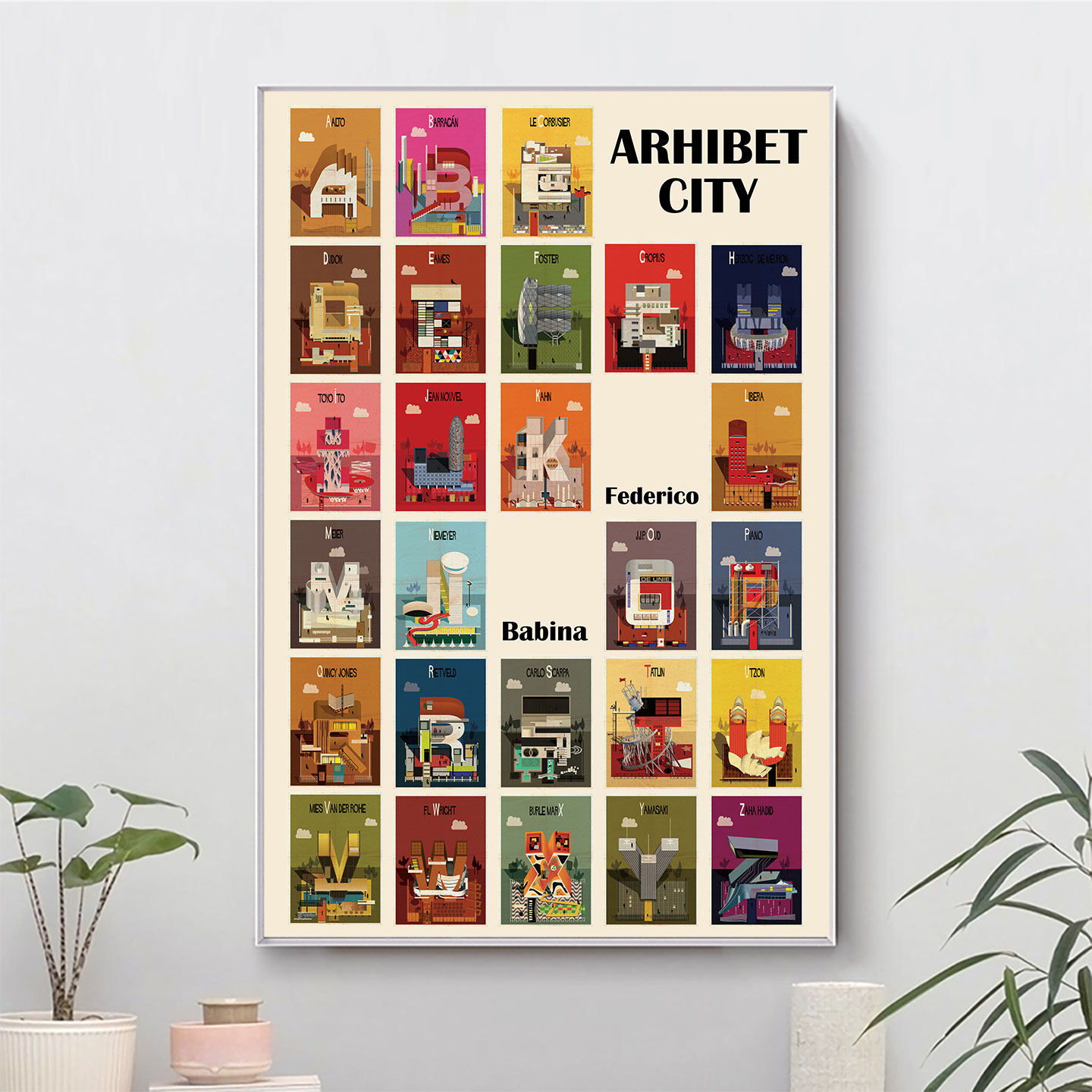 经典建筑设计字母表A-Z装饰画