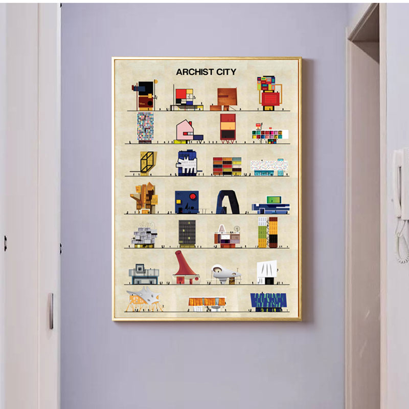 艺术家风格建筑图谱装饰画 ARCHIST CITY现代城市地标挂画海报图片