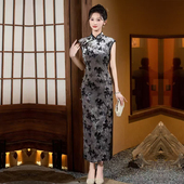 丝绒旗袍年轻款 跳舞蹈日常弹力礼服高级感国风 女装 春秋季 妈妈无袖