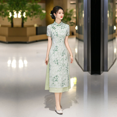 高考送考旗袍小个子奥黛改良版连衣裙春夏季妈妈年轻女装日常可穿