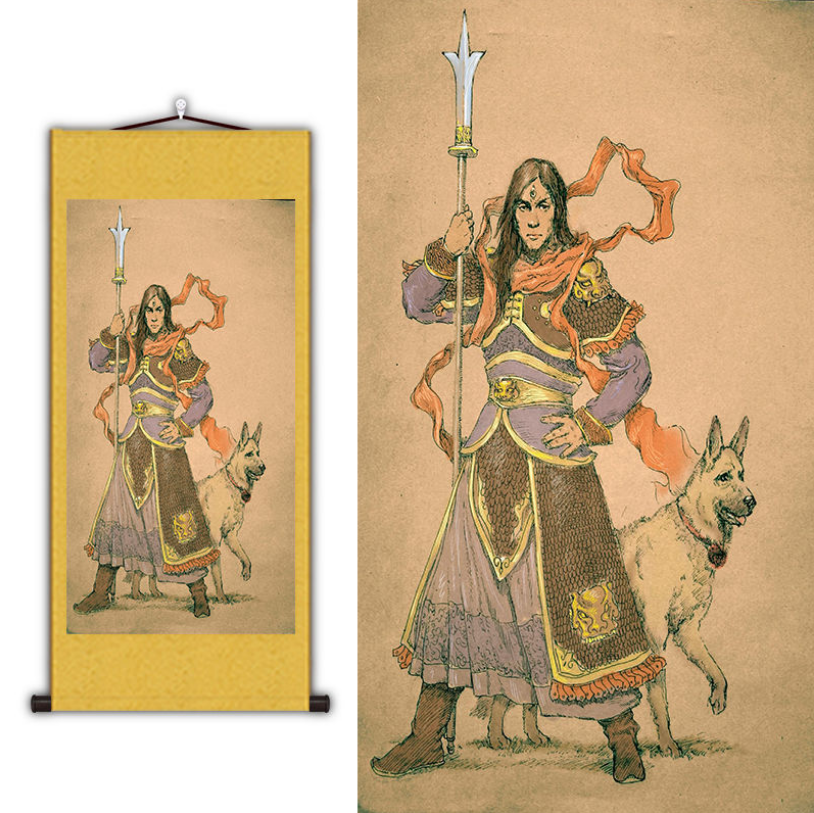 二郎神画像神像人物杨戬二郎神真君丝绸画二郎显圣君挂画挂件