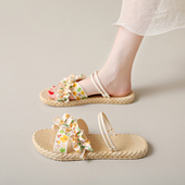 女夏外穿2024新款 仙女风配裙子厚底沙滩凉鞋 时尚 拖鞋 一字凉拖鞋