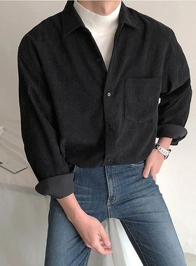 GBOY studio执行周期nans男装白糖玫瑰bdls工作室灯芯绒潮男衬衫