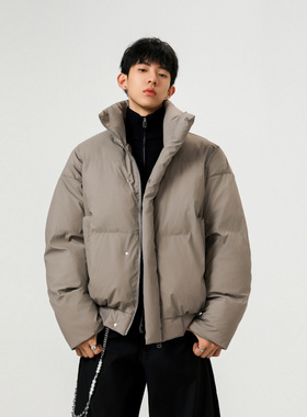 GBOY studio十九秋工作室GOODBAI白敬亭美式情侣宽松立领PU皮棉服