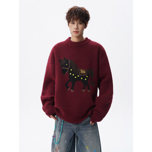 GBOY studio亿万少年旋律风车akiko秋子男装悟空有货圆领休闲毛衣