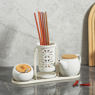 饭店餐饮店醋壶辣椒罐子酱油醋瓶陶瓷调料罐调味瓶筷子筒套装面馆