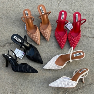 2025年夏季 女网纱包头凉拖鞋 新款 百搭尖头穆勒鞋 时尚 西班牙潮牌