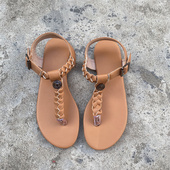 外贸大码 一字扣带女凉鞋 2023夏季 休闲罗马风编织带人字夹脚平底鞋